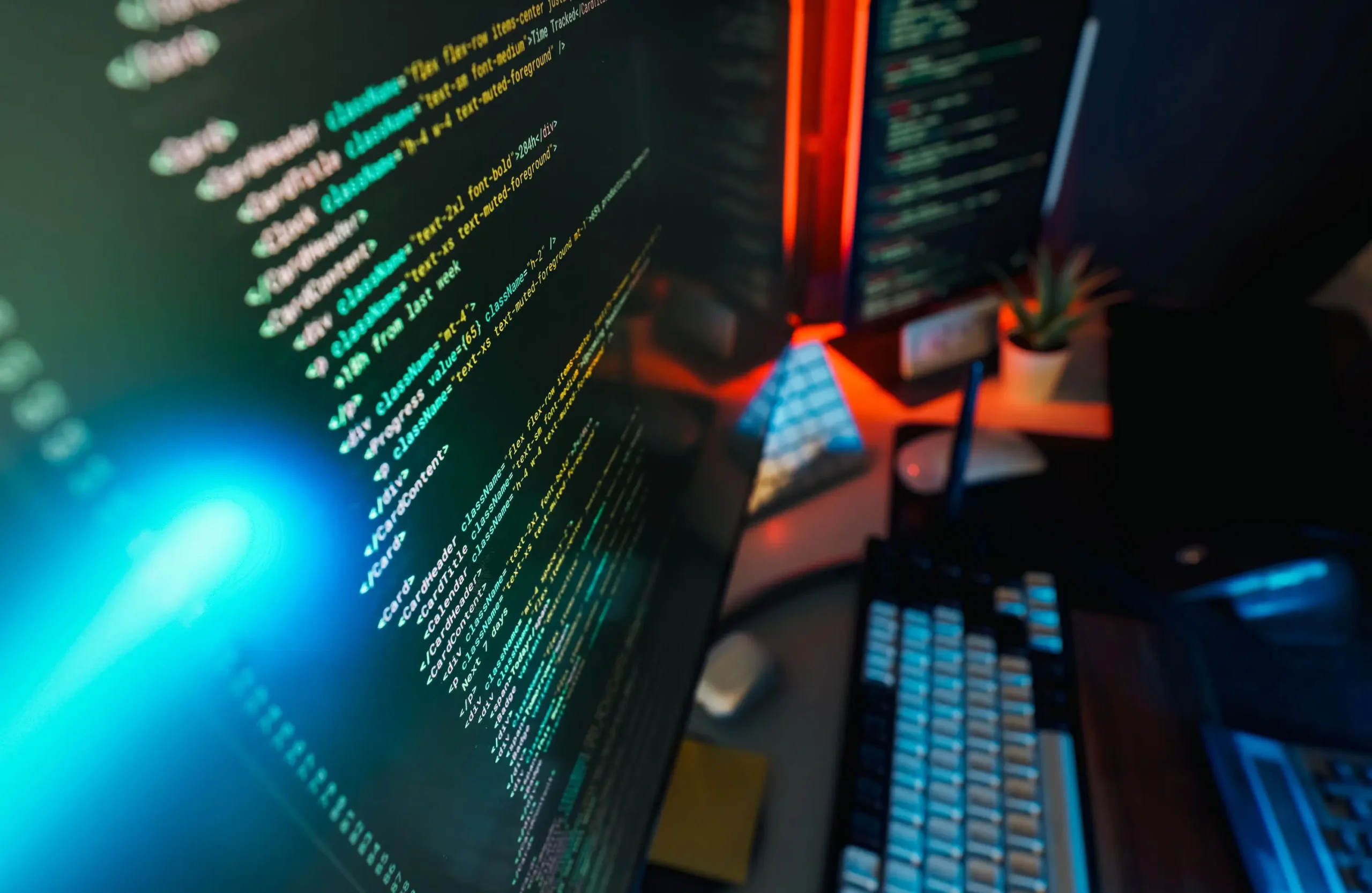 Software code displayed across multiple screens